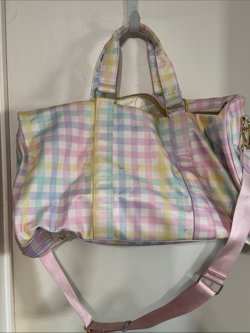 Stoney Clover Lane Pastel Gingham Duffel Bag - Pink, Yellow, Blue, Lavender